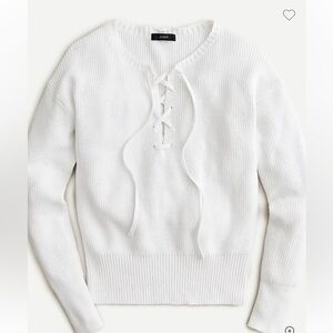 J. Crew Women's 100% cotton Lace-Up Sweater White size Large